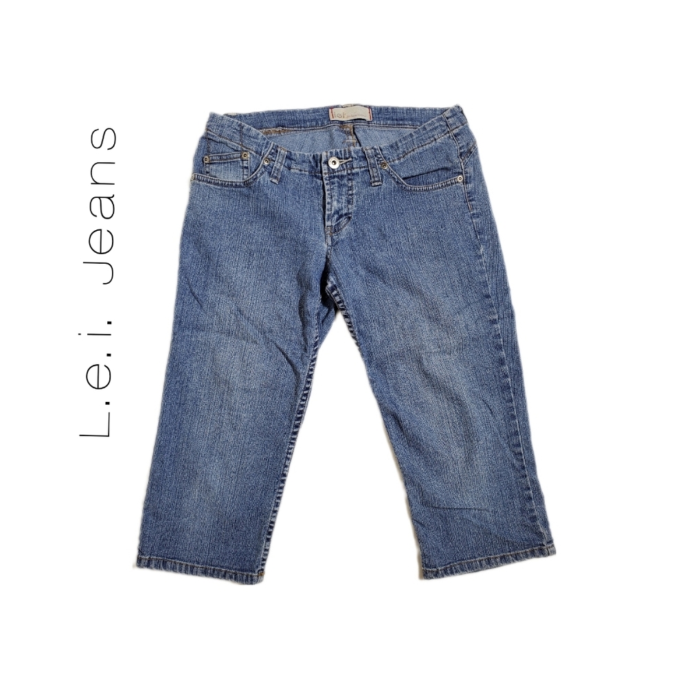 💜 L.e.i. Jeans Juniors Capris Comfy Stretch LEI Denim Blue Pants Jeans Size 5